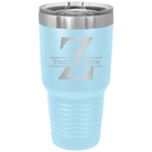 Personalized light blue 30 oz vacuum insulated tumbler with 'Monogram letter Z' design