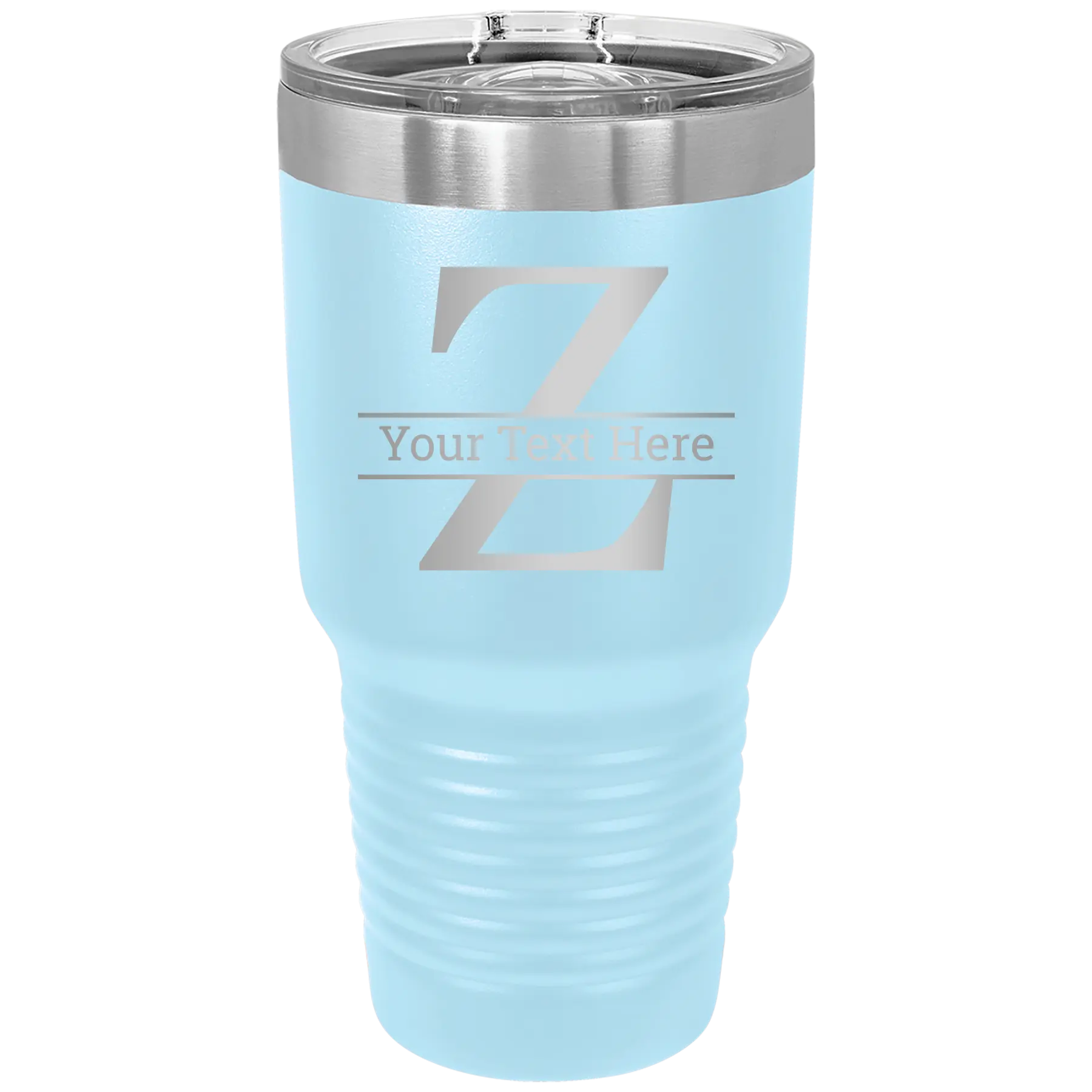 Personalized light blue 30 oz vacuum insulated tumbler with 'Monogram letter Z' design