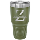 Personalized olive green 30 oz vacuum insulated tumbler with 'Monogram letter Z' design