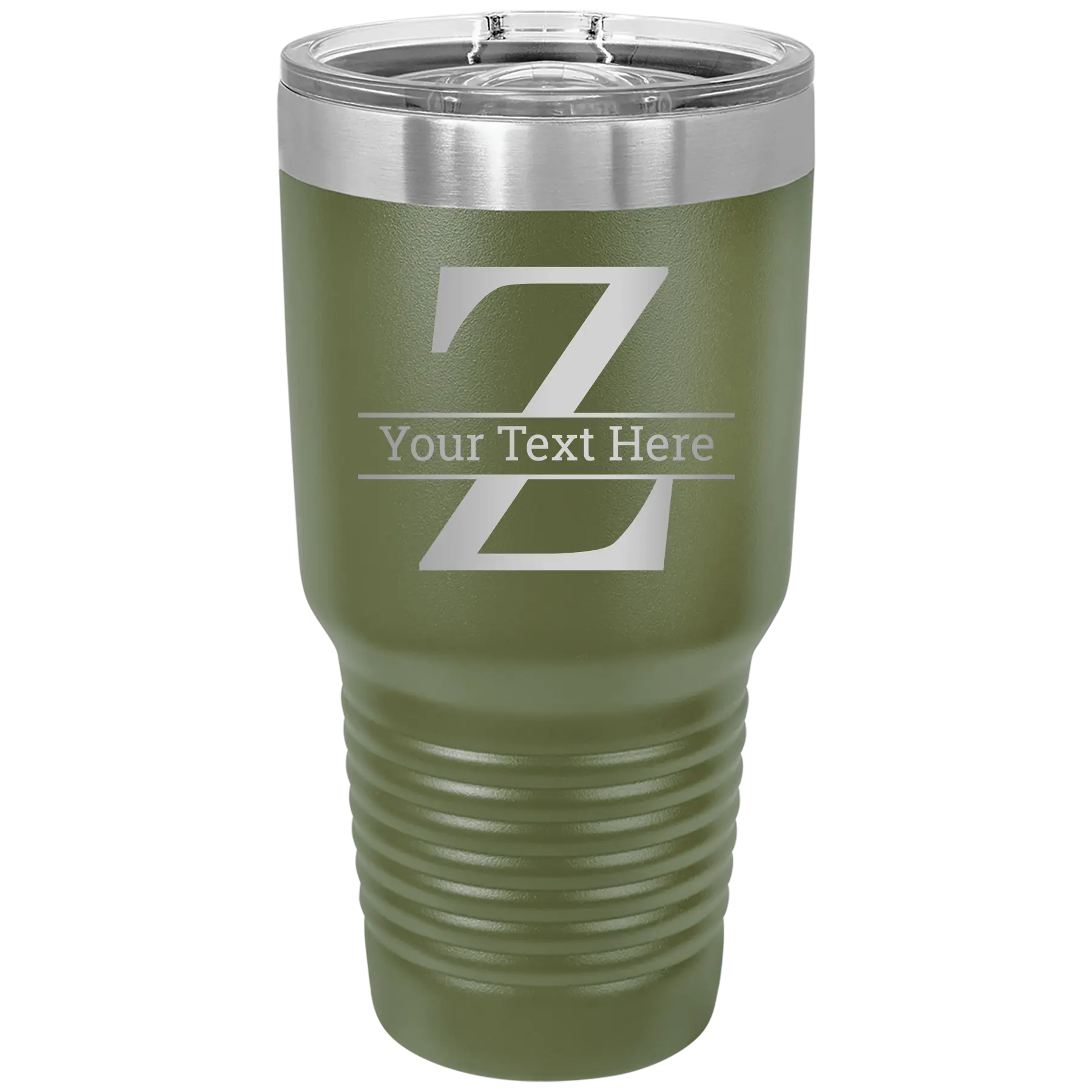 Personalized olive green 30 oz vacuum insulated tumbler with 'Monogram letter Z' design
