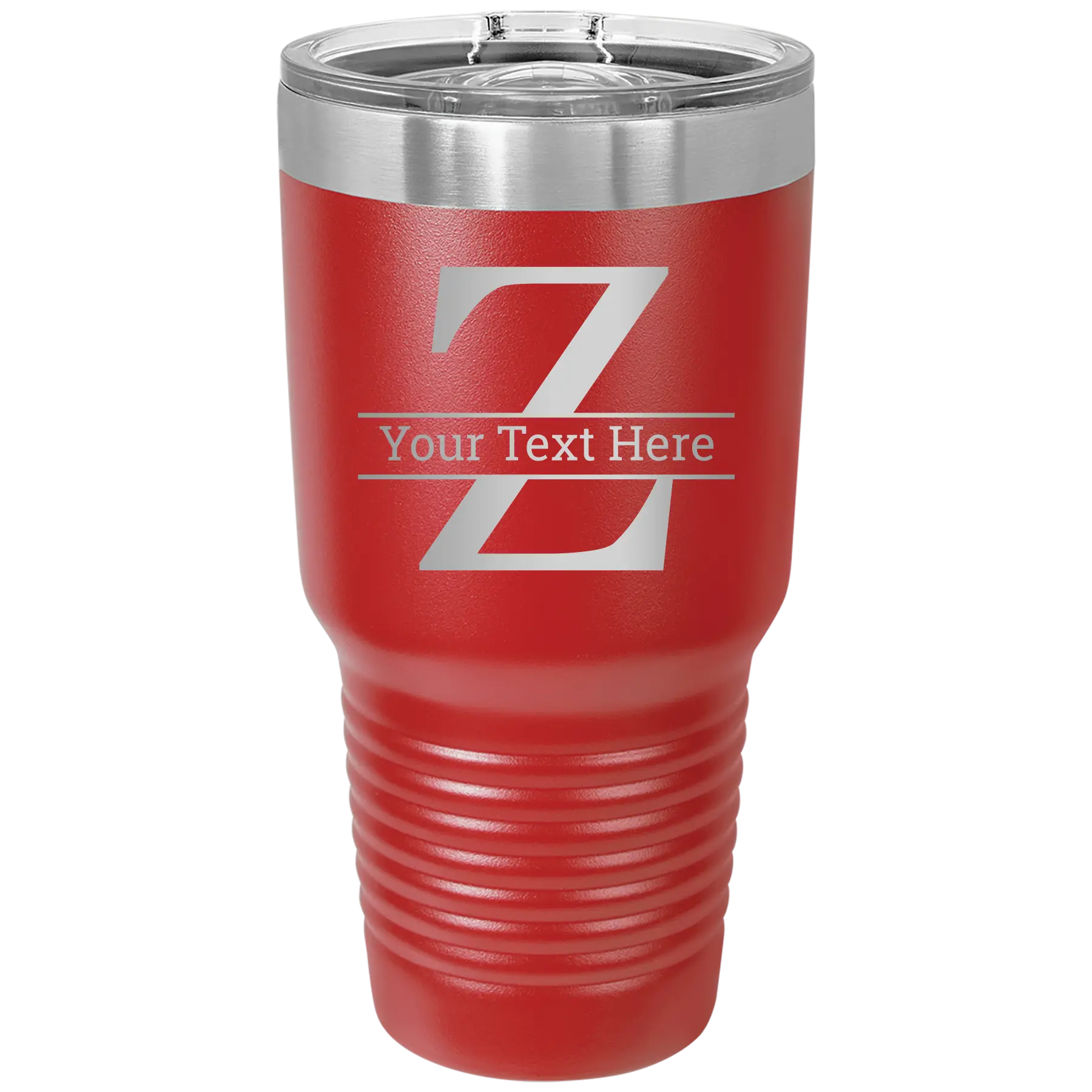 Personalized red 30 oz vacuum insulated tumbler with 'Monogram letter Z' design