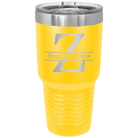 Personalized yellow 30 oz vacuum insulated tumbler with 'Monogram letter Z' design