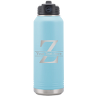 Personalized light blue 32 oz vacuum insulated water bottle with 'Monogram letter Z' design