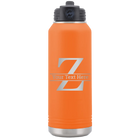 Personalized orange 32 oz vacuum insulated water bottle with 'Monogram letter Z' design