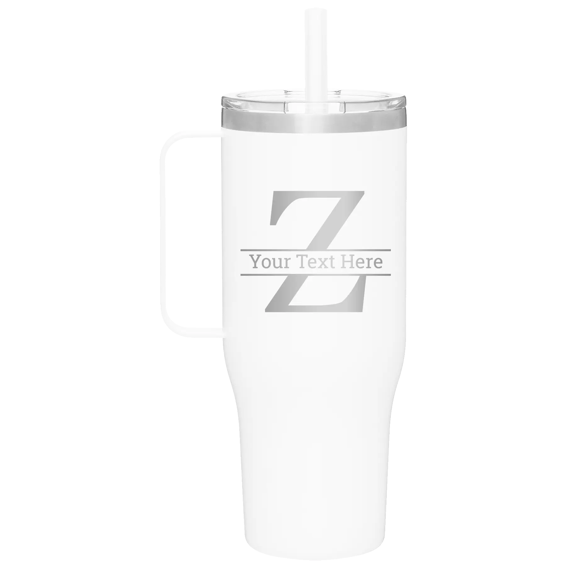 Personalized white 40 oz vacuum insulated tumbler mug with 'Monogram letter Z' design