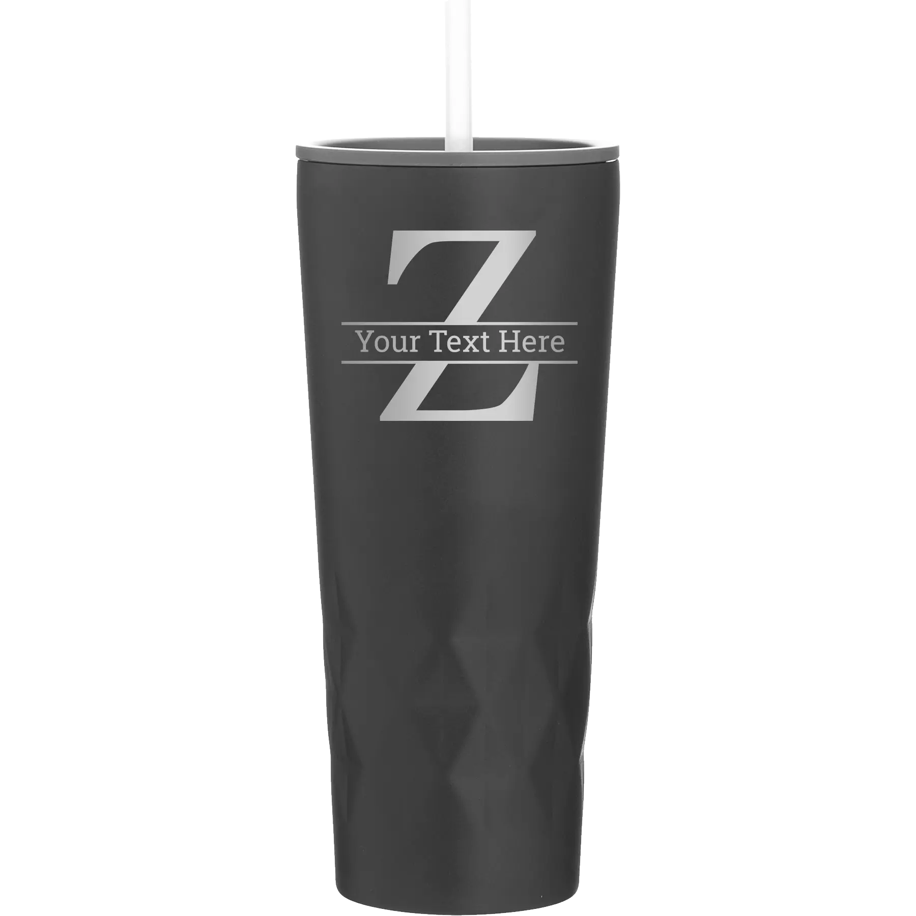 Personalized black 20 oz vacuum insulated tumbler with 'Monogram letter Z' design