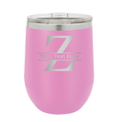 Personalized light purple 12 oz vacuum insulated wine cup with 'Monogram letter Z' design