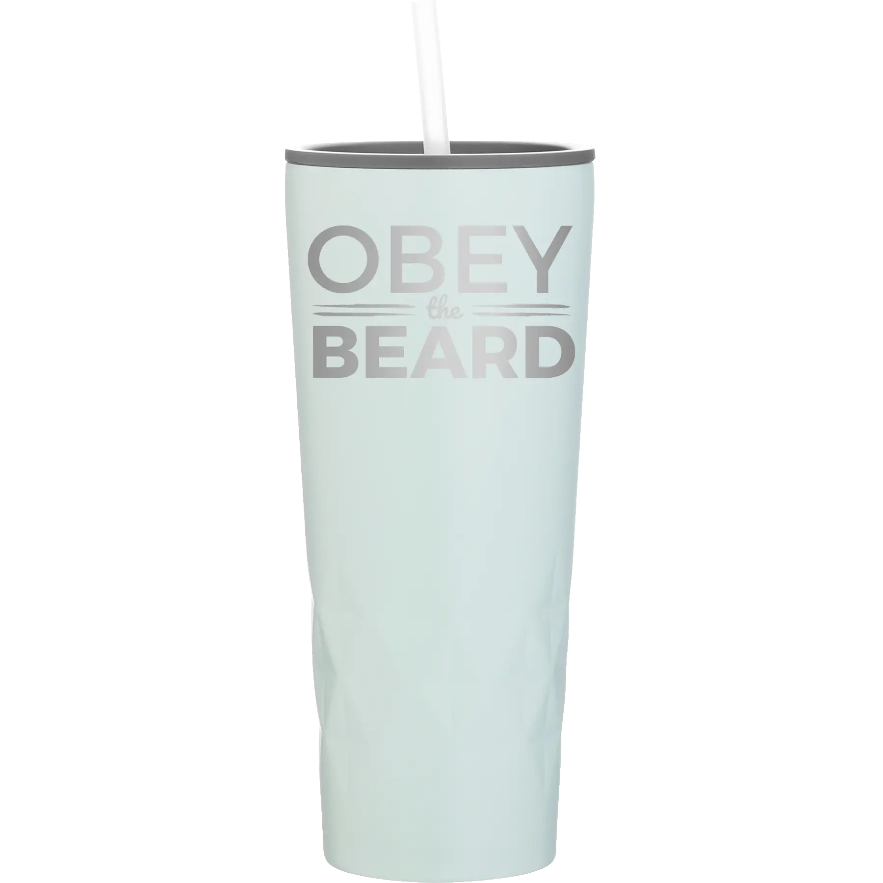 Laser etched meadow 20 oz vacuum insulated tumbler with 'Obey the Beard' design
