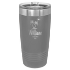 Personalized dark gray 20 oz vacuum insulated tumbler with 'Palm Trees' design