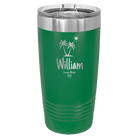Personalized green 20 oz vacuum insulated tumbler with 'Palm Trees' design