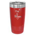 Personalized red 20 oz vacuum insulated tumbler with 'Palm Trees' design