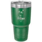Personalized green 30 oz vacuum insulated tumbler with 'Palm Trees' design