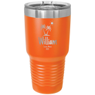 Personalized orange 30 oz vacuum insulated tumbler with 'Palm Trees' design