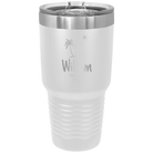 Personalized white 30 oz vacuum insulated tumbler with 'Palm Trees' design