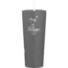 Personalized slate 20 oz vacuum insulated tumbler with 'Palm Trees' design