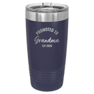 Personalized navy 20 oz vacuum insulated tumbler with 'Promoted to Grandma' design