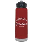 Personalized maroon 20 oz vacuum insulated water bottle with 'Promoted to Grandma' design