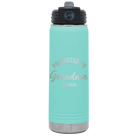 Personalized teal 20 oz vacuum insulated water bottle with 'Promoted to Grandma' design