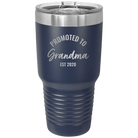 Personalized navy 30 oz vacuum insulated tumbler with 'Promoted to Grandma' design