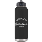 Personalized black 32 oz vacuum insulated water bottle with 'Promoted to Grandma' design