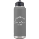 Personalized dark gray 32 oz vacuum insulated water bottle with 'Promoted to Grandma' design