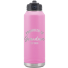 Personalized light purple 32 oz vacuum insulated water bottle with 'Promoted to Grandma' design