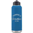 Personalized royal blue 32 oz vacuum insulated water bottle with 'Promoted to Grandma' design