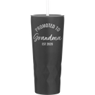 Personalized black 20 oz vacuum insulated tumbler with 'Promoted to Grandma' design