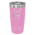 Personalized light purple 20 oz vacuum insulated tumbler with 'Promoted to Grandpa' design