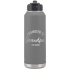 Personalized dark gray 32 oz vacuum insulated water bottle with 'Promoted to Grandpa' design