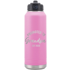 Personalized light purple 32 oz vacuum insulated water bottle with 'Promoted to Grandpa' design