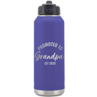 Personalized purple 32 oz vacuum insulated water bottle with 'Promoted to Grandpa' design