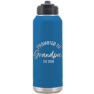 Personalized royal blue 32 oz vacuum insulated water bottle with 'Promoted to Grandpa' design