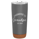 Personalized storm gray 20 oz vacuum insulated tumbler with 'Promoted to Grandpa' design