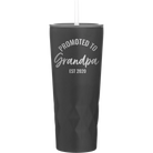 Personalized black 20 oz vacuum insulated tumbler with 'Promoted to Grandpa' design