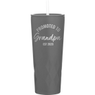 Personalized slate 20 oz vacuum insulated tumbler with 'Promoted to Grandpa' design