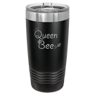 Laser etched black 20 oz vacuum insulated tumbler with 'Queen Bee' design