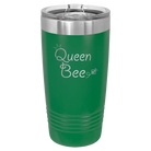 Laser etched green 20 oz vacuum insulated tumbler with 'Queen Bee' design