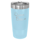 Laser etched light blue 20 oz vacuum insulated tumbler with 'Queen Bee' design