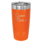 Laser etched orange 20 oz vacuum insulated tumbler with 'Queen Bee' design