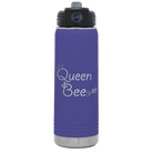Laser etched purple 20 oz vacuum insulated water bottle with 'Queen Bee' design