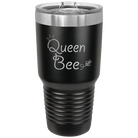 Laser etched black 30 oz vacuum insulated tumbler with 'Queen Bee' design