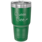 Laser etched green 30 oz vacuum insulated tumbler with 'Queen Bee' design