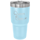 Laser etched light blue 30 oz vacuum insulated tumbler with 'Queen Bee' design