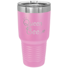 Laser etched light purple 30 oz vacuum insulated tumbler with 'Queen Bee' design