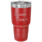 Laser etched red 30 oz vacuum insulated tumbler with 'Queen Bee' design
