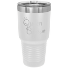 Laser etched white 30 oz vacuum insulated tumbler with 'Queen Bee' design