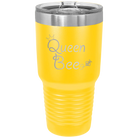 Laser etched yellow 30 oz vacuum insulated tumbler with 'Queen Bee' design