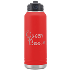 Laser etched red 32 oz vacuum insulated water bottle with 'Queen Bee' design