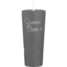 Laser etched slate 20 oz vacuum insulated tumbler with 'Queen Bee' design